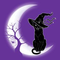 Witch Cat Moon Halloween Short Acrylic Beanie