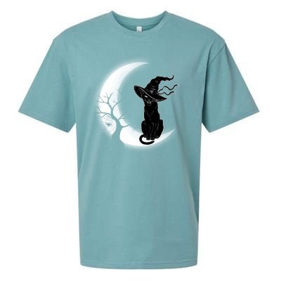 Witch Cat Moon Halloween Sueded Cloud Jersey T-Shirt