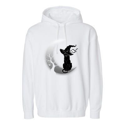 Witch Cat Moon Halloween Garment-Dyed Fleece Hoodie