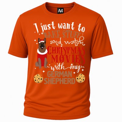 Watch Christmas Movies With My Ger Shepherd Dog Lover Cool Gift Cooling Performance Crew T-Shirt