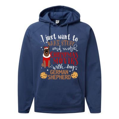 Watch Christmas Movies With My Ger Shepherd Dog Lover Cool Gift Performance Fleece Hoodie