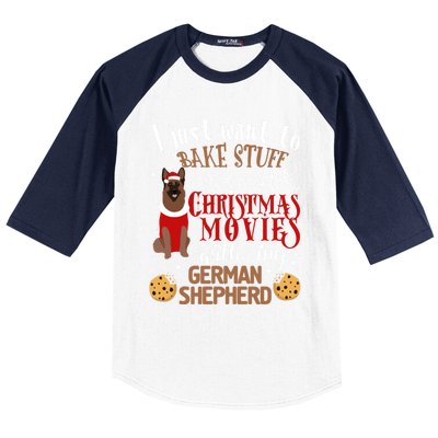 Watch Christmas Movies With My Ger Shepherd Dog Lover Cool Gift Baseball Sleeve Shirt