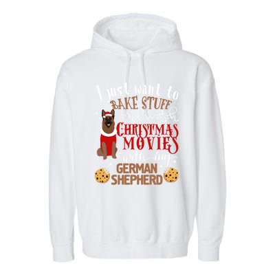 Watch Christmas Movies With My Ger Shepherd Dog Lover Cool Gift Garment-Dyed Fleece Hoodie