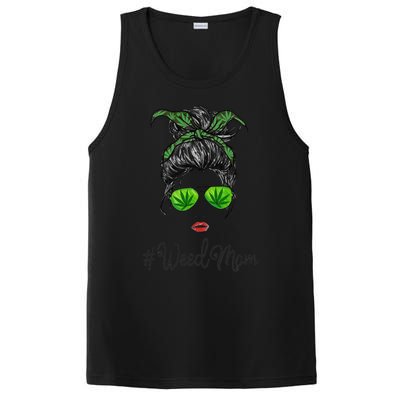 Womens Classy Mom Life With Leopard Mom Marijuana Weed Lover PosiCharge Competitor Tank