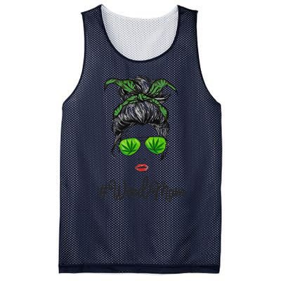 Womens Classy Mom Life With Leopard Mom Marijuana Weed Lover Mesh Reversible Basketball Jersey Tank