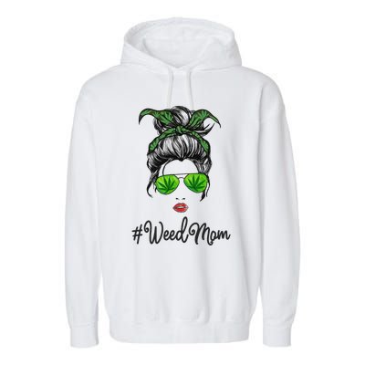 Womens Classy Mom Life With Leopard Mom Marijuana Weed Lover Garment-Dyed Fleece Hoodie