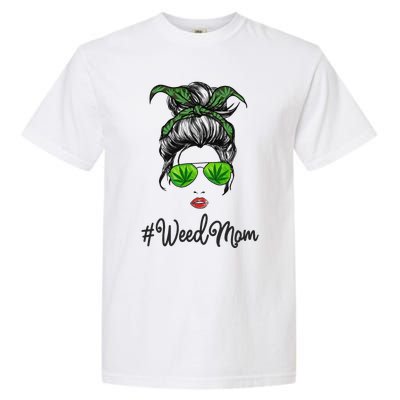 Womens Classy Mom Life With Leopard Mom Marijuana Weed Lover Garment-Dyed Heavyweight T-Shirt