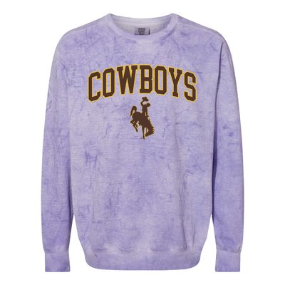 Wyoming Cowboys Cowboys Arch And Logo Gift Colorblast Crewneck Sweatshirt