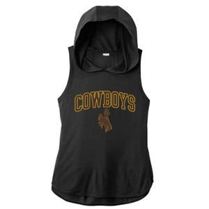 Wyoming Cowboys Cowboys Arch And Logo Gift Ladies PosiCharge Tri-Blend Wicking Draft Hoodie Tank