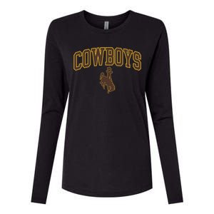 Wyoming Cowboys Cowboys Arch And Logo Gift Womens Cotton Relaxed Long Sleeve T-Shirt