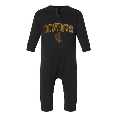 Wyoming Cowboys Cowboys Arch And Logo Gift Infant Fleece One Piece