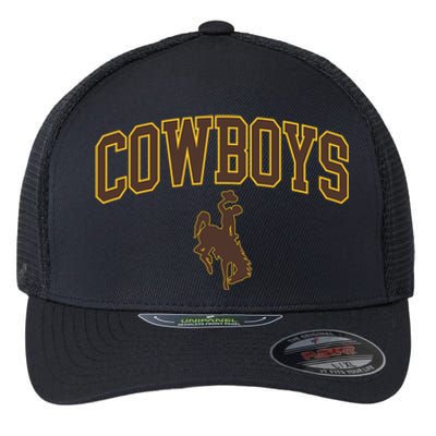 Wyoming Cowboys Cowboys Arch And Logo Gift Flexfit Unipanel Trucker Cap