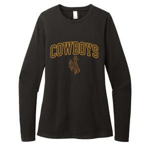 Wyoming Cowboys Cowboys Arch And Logo Gift Womens CVC Long Sleeve Shirt