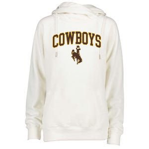 Wyoming Cowboys Cowboys Arch And Logo Gift Womens Funnel Neck Pullover Hood