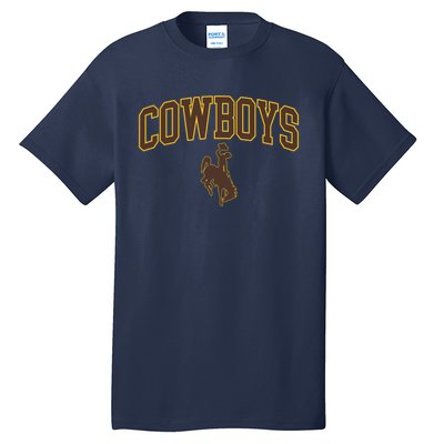 Wyoming Cowboys Cowboys Arch And Logo Gift Tall T-Shirt