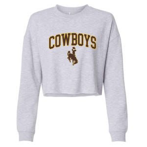 Wyoming Cowboys Cowboys Arch And Logo Gift Cropped Pullover Crew