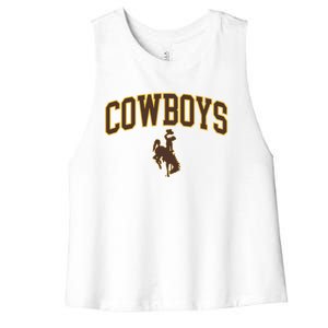 Wyoming Cowboys Cowboys Arch And Logo Gift Women's Racerback Cropped Tank