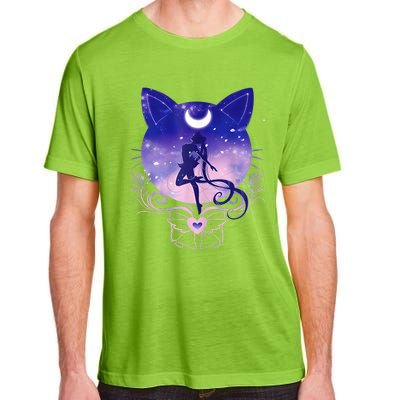 Womens Cat Moon Sailor Adult ChromaSoft Performance T-Shirt