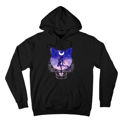 Womens Cat Moon Sailor Hoodie