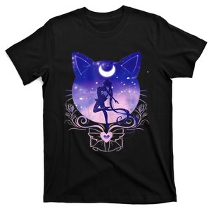 Womens Cat Moon Sailor T-Shirt