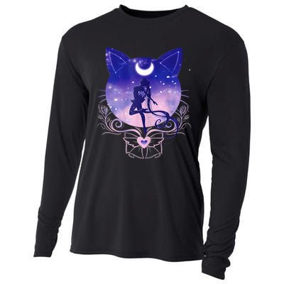 Womens Cat Moon Sailor Cooling Performance Long Sleeve Crew