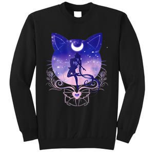 Womens Cat Moon Sailor Tall Sweatshirt