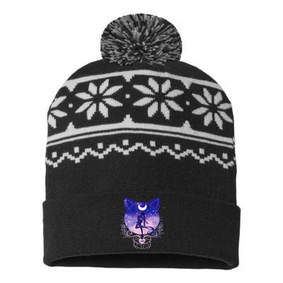 Womens Cat Moon Sailor USA-Made Snowflake Beanie