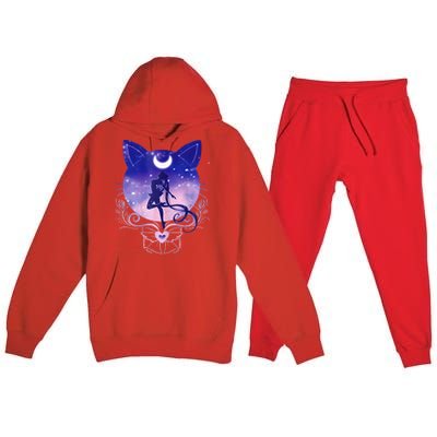 Womens Cat Moon Sailor Premium Hooded Sweatsuit Set