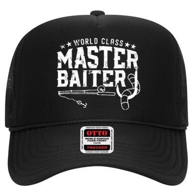 World Class Master Baiter - Fisherman - Funny Fishing High Crown Mesh Back Trucker Hat