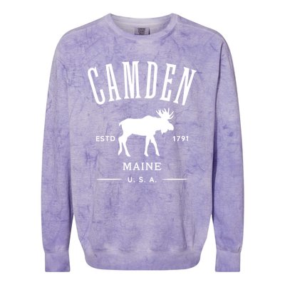 Women Camden Maine Usa With Moose Design Souvenir Colorblast Crewneck Sweatshirt