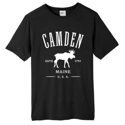 Women Camden Maine Usa With Moose Design Souvenir Tall Fusion ChromaSoft Performance T-Shirt