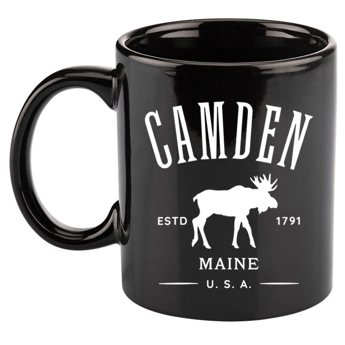 Women Camden Maine Usa With Moose Design Souvenir 11oz C Handle Ceramic Mug