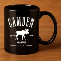 Women Camden Maine Usa With Moose Design Souvenir 11oz C Handle Ceramic Mug