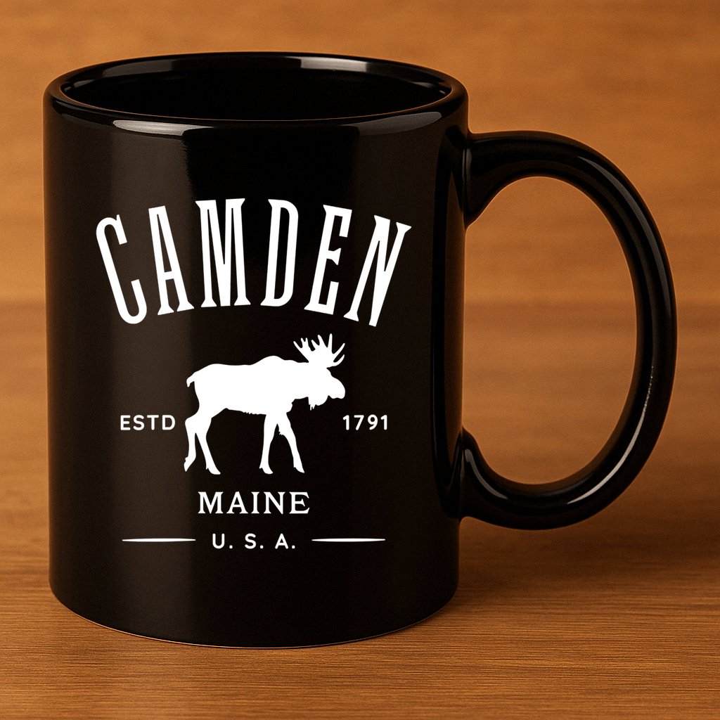 Women Camden Maine Usa With Moose Design Souvenir 11oz C Handle Ceramic Mug