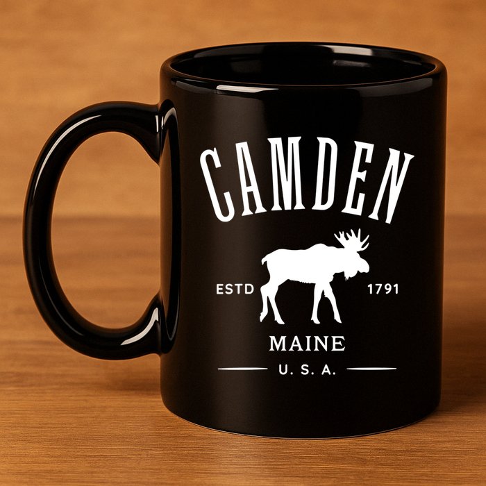 Women Camden Maine Usa With Moose Design Souvenir 11oz C Handle Ceramic Mug