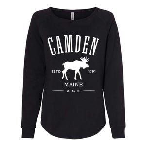 Women Camden Maine Usa With Moose Design Souvenir Womens California Wash Sweatshirt