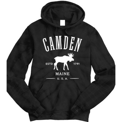 Women Camden Maine Usa With Moose Design Souvenir Tie Dye Hoodie