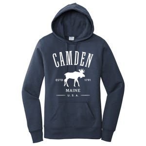 Women Camden Maine Usa With Moose Design Souvenir Women's Pullover Hoodie