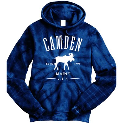 Women Camden Maine Usa With Moose Design Souvenir Tie Dye Hoodie