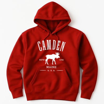 Women Camden Maine Usa With Moose Design Souvenir Hoodie