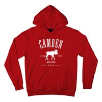 Women Camden Maine Usa With Moose Design Souvenir Hoodie