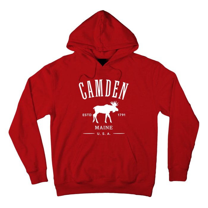 Women Camden Maine Usa With Moose Design Souvenir Hoodie