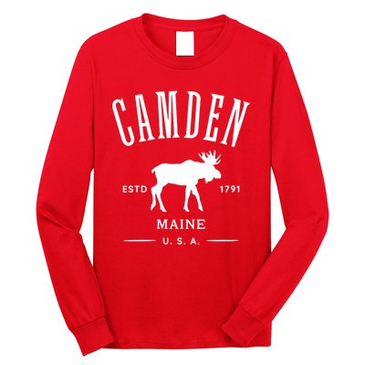 Women Camden Maine Usa With Moose Design Souvenir Long Sleeve Shirt