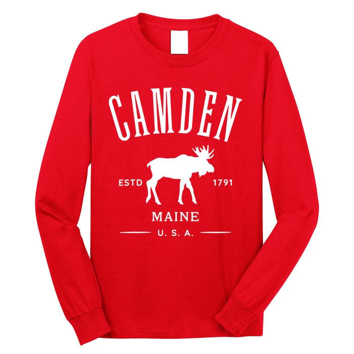 Women Camden Maine Usa With Moose Design Souvenir Long Sleeve Shirt