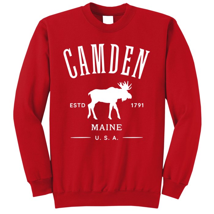 Women Camden Maine Usa With Moose Design Souvenir Sweatshirt