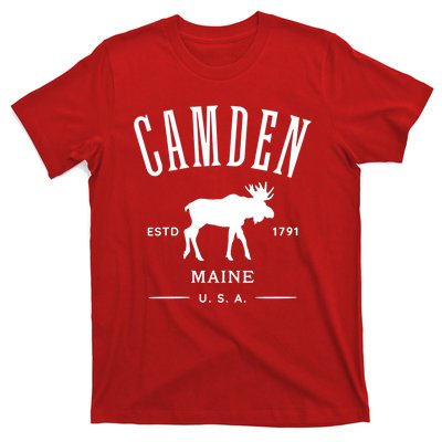 Women Camden Maine Usa With Moose Design Souvenir T-Shirt