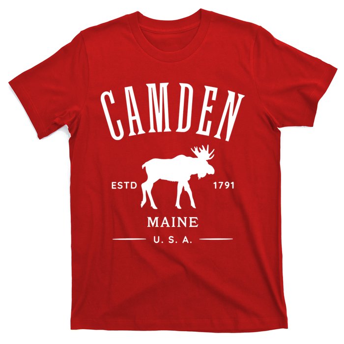 Women Camden Maine Usa With Moose Design Souvenir T-Shirt