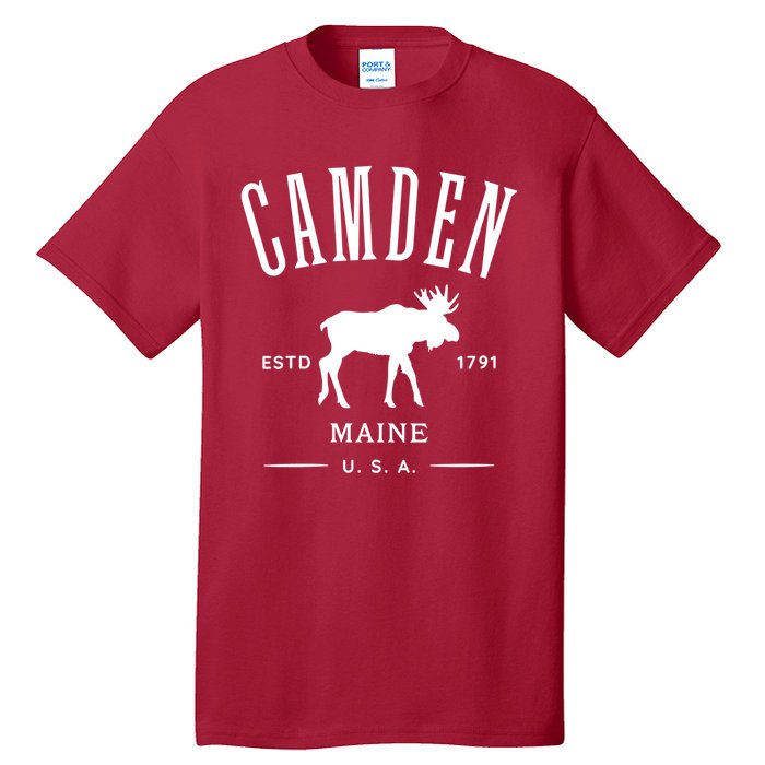 Women Camden Maine Usa With Moose Design Souvenir Tall T-Shirt