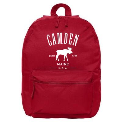 Women Camden Maine Usa With Moose Design Souvenir 16 in Basic Backpack