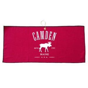 Women Camden Maine Usa With Moose Design Souvenir Large Microfiber Waffle Golf Towel